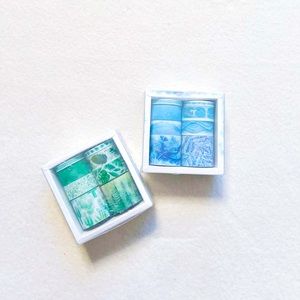 Washi Tape Set Green Dye Blue Rhythm 16 Rolls 3M Thin Decorative Masking Journal